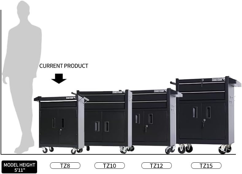 1 drawer tool chest heavy duty cart steel, close-up detail