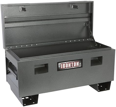 ironton jobsite box, gray, carbon steel (36 inches), front angle view