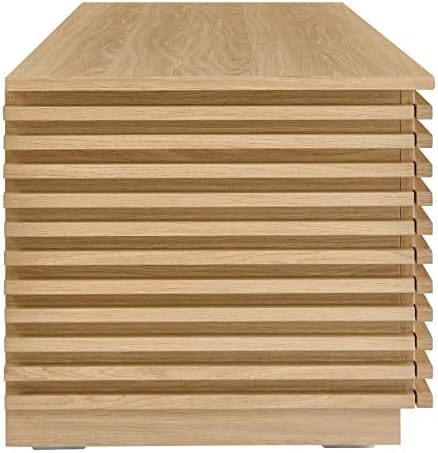 modway render 47" wood grain storage bench in, close-up detail