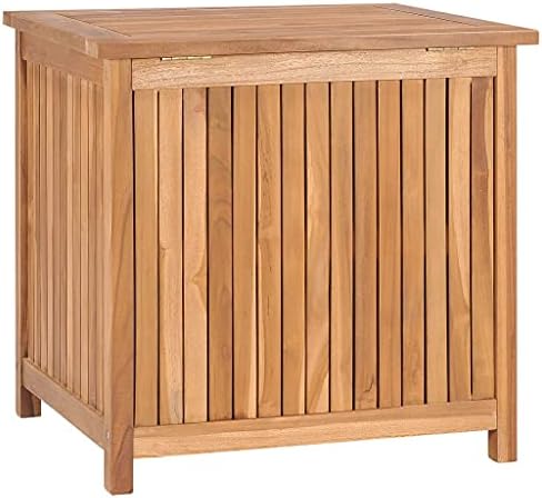 vidaxl patio storage box 23.6"x19.7"x22.8" solid wood teak, side view