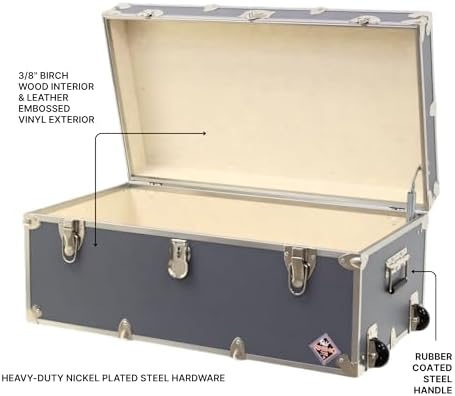 rhino small essential trunk with wheels, camp footlocker, close-up detail