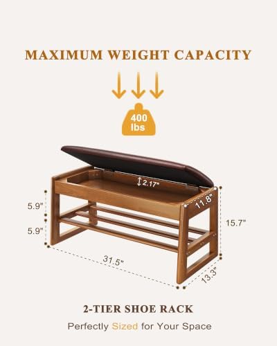 shoe rack bench with hidden storage, 2‑tier solid shown in use