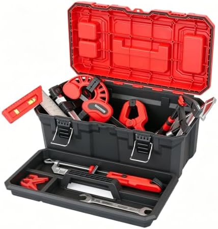 tools box, deep lockable toolbox, 18.7 * 9.9, front angle view