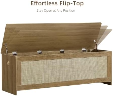 55.1" storage chest extra large,rattan storage bench(cherry brown), view 9