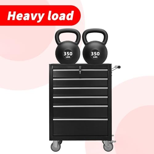 6-drawer rolling tool chest cabinet, large capacity metal, package contents