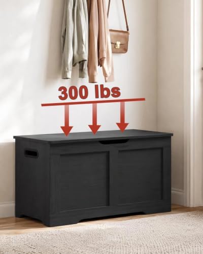 timberer 31.5" storage chest with 2 safety hinges showing dimensions