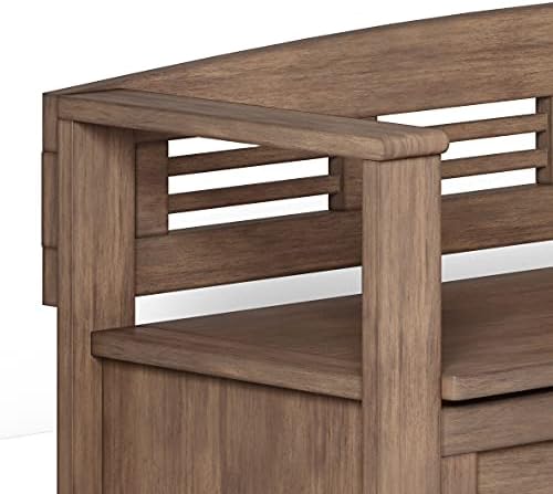 simplihome adams 48" wide solid wood storage bench, front angle view