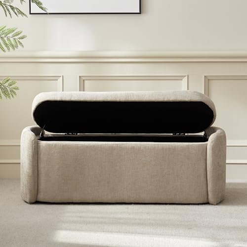 vknow storage bench, upholstered storage ottoman bench with, view 9