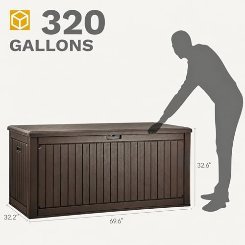 dwvo 320 gallon double-wall deck box with divider on a desk or shelf