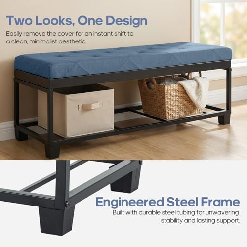 dumos storage ottoman bench, 43.3 inch end of, close-up detail