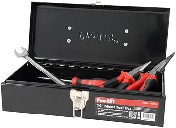 pro-lift steel tool box – 14-inch metal toolbox, package contents