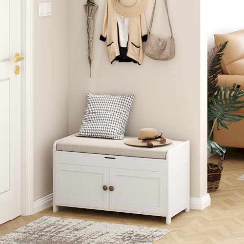 homefort 30" shoe bench with lift top storage, front angle view