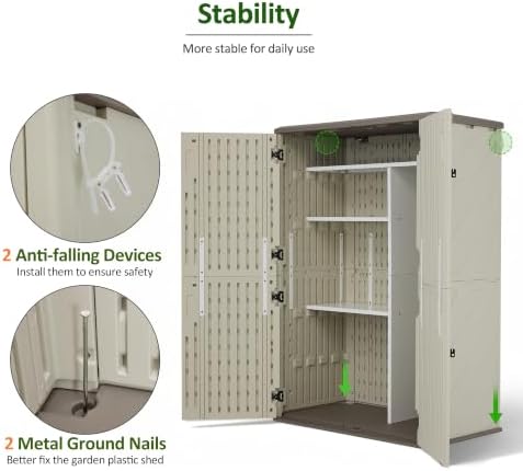 macrout 50 cu ft outdoor storage cabinet with on a desk or shelf