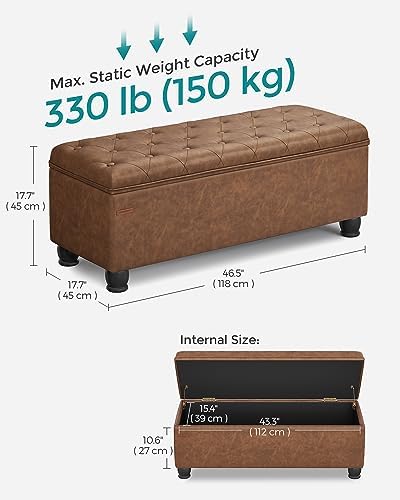 songmics storage ottoman, 46.5 inches long bed end shown in use