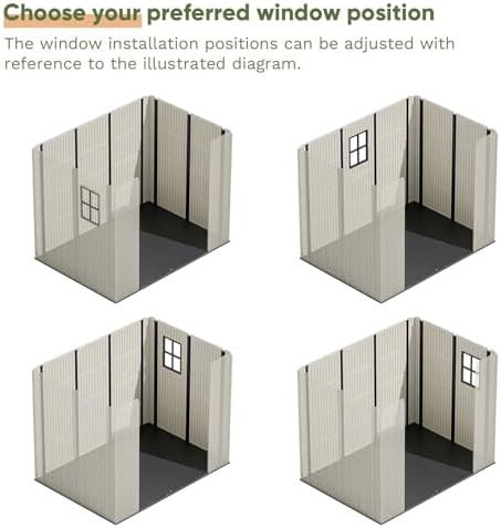 patiowell 8x6 ft plastic outdoor storage shed with showing dimensions