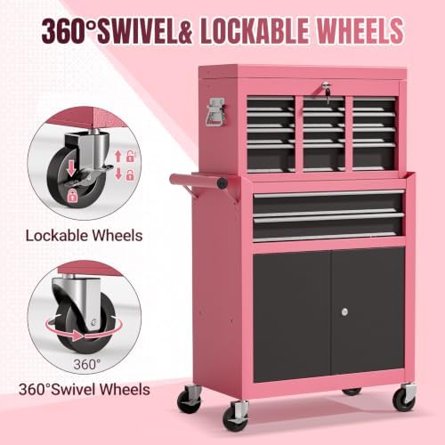 10-drawer rolling tool chest with wheels, lockable 2-in-1, package contents