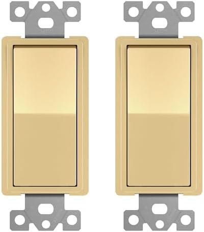 ENERLITES Gold 4-Way Decorator Paddle Rocker Light Switch, 15A, 2 Pack | Four Way Decorative Switch, 120V/277V, Clamp Down Wiring, Grounding Screw, Residential Grade, Gloss Finish, UL Listed