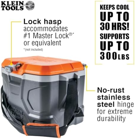 klein tools 55600 work cooler, 17-quart lunch box, side view
