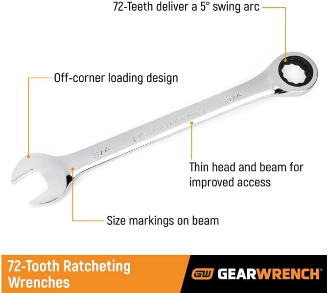 GEARWRENCH 13 Piece 12 Point Ratcheting Combination Wrench Set SAE | 9312