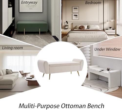 56" storage bench for bedroom king size bed, front angle view