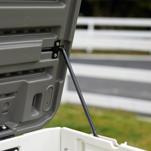 mrosaa 110 gallon deck box waterproof,double-wall resin outdoor, front angle view