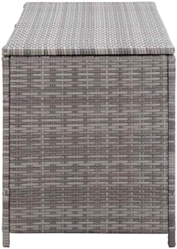 vidaxl patio storage box gray 59.1"x19.7"x23.6" poly rattan, front angle view