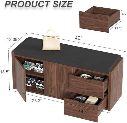 lvb 40” entryway bench with padded seat cushion shown in use