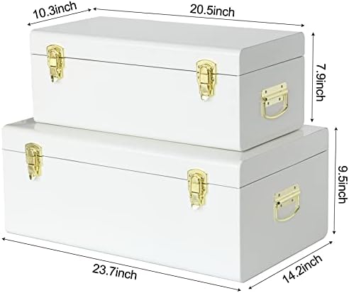 vixdonos metal trunk decorative storage box set of shown in use