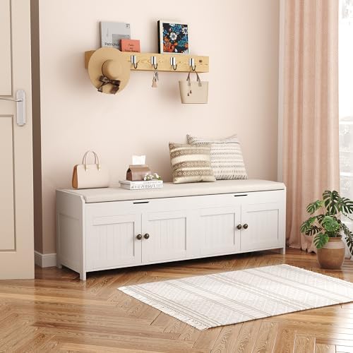 homefort 54.4" shoe bench with lift top storage shown in use