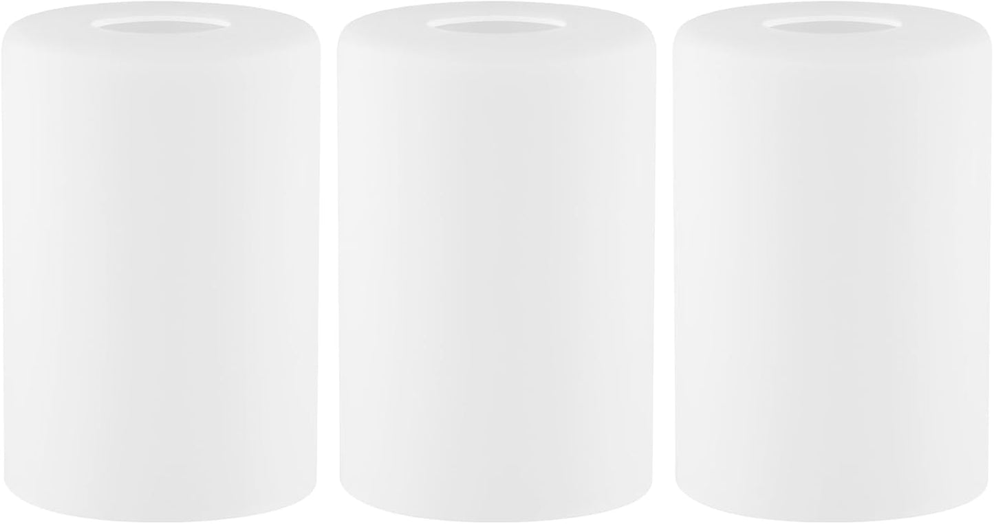3 Pack Frosted Opal White Glass Lamp Shade, Lip-less Cylinder Glass Light Fixture Cover, Replacement Globe for Chandelier, Pendant, Vanity Light