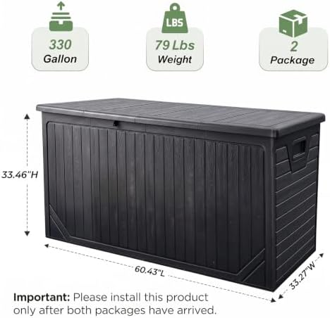 330 gallon outdoor storage deck box, extra large shown in use