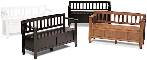simplihome brooklyn 48" wide solid wood storage bench, view 12