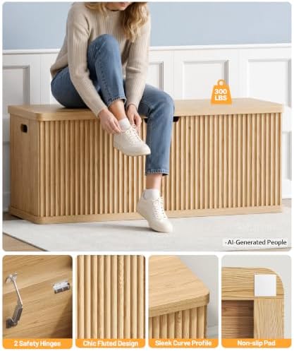 akxomel 45.3" fluted storage chest wooden storage trunk, package contents