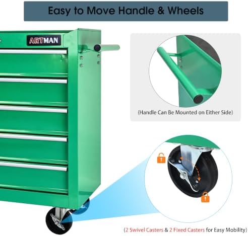 5 drawers rolling tool chest on wheels, multifunctional, package contents