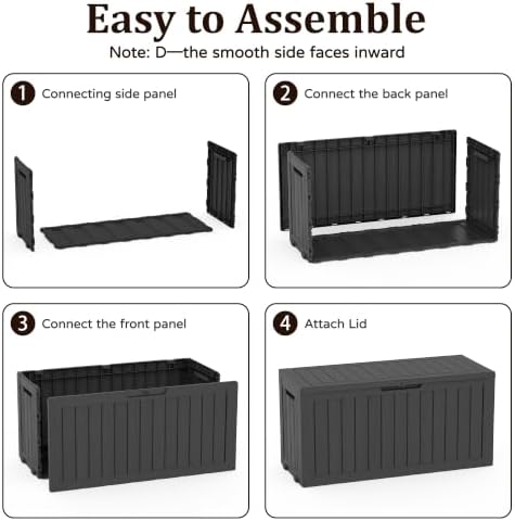 outdoor storage box,140 gallon lockable deck box with, package contents