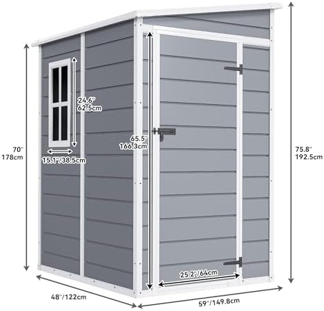dwvo 5x4ft resin outdoor storage shed with floor, package contents