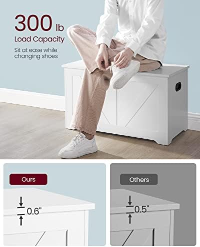 vasagle storage chest with 2 safety hinges, 15.7 on a desk or shelf