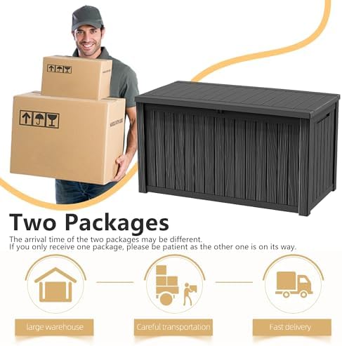 drato 200 gallon outdoor storage box waterproof, resin on a desk or shelf