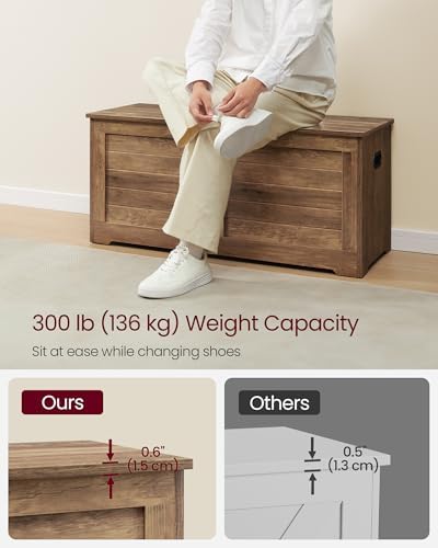 vasagle storage chest, 39.4 inches width bench with on a desk or shelf