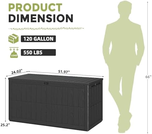 120 gallon deck box outdoor storage box storage, view 9