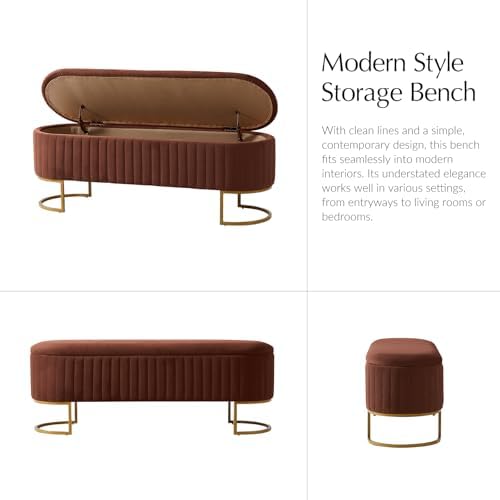 ecoharbor living 50.5" storage bench velvet bedroom ottoman,upholstered on a desk or shelf