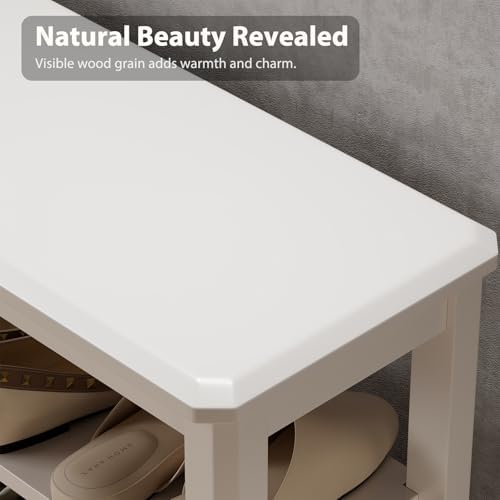 aqimuele wood shoe rack bench, 2 tier shoe showing dimensions