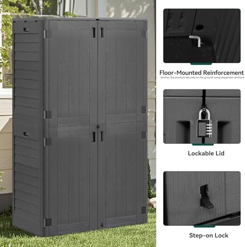 yitahome 60 cuft vertical outdoor storage shed w/o, side view