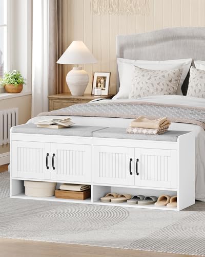 hzuaneri 55.1" shoe storage bench, shoe bench with on a desk or shelf