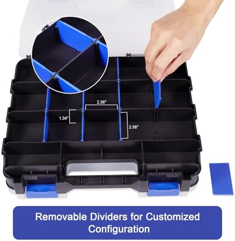 aidy-pro small parts organizer box storage case tools showing dimensions