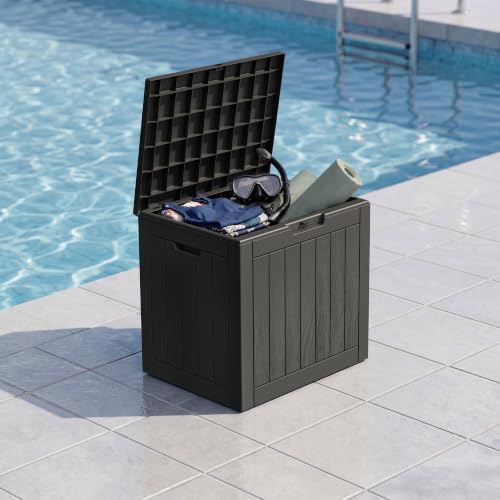 outdoor storage box waterproof, 32 gallon deck box on a desk or shelf