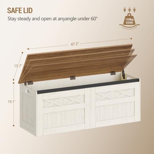 hzuaneri 47" farmhouse storage chest and bench |, close-up detail