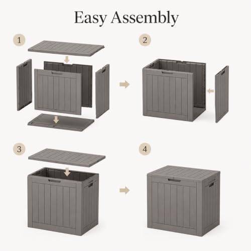 outdoor storage box resin deck box waterproof gray, view 9