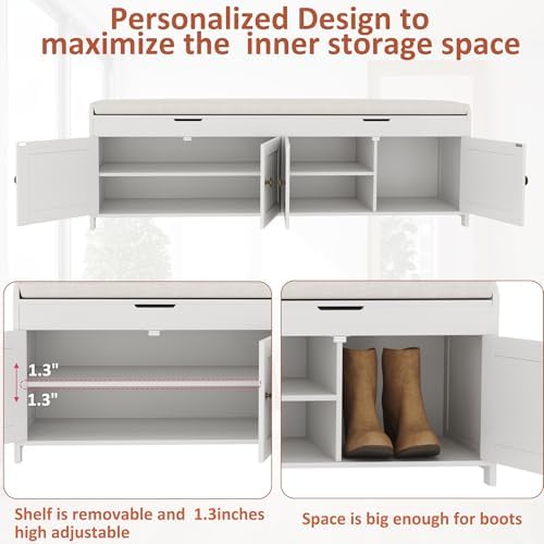 homefort 54.4" shoe bench with lift top storage, package contents