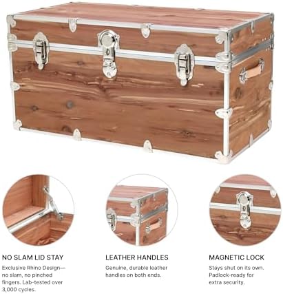 rhino knotty cedar xxl chest, coffee table storage, side view